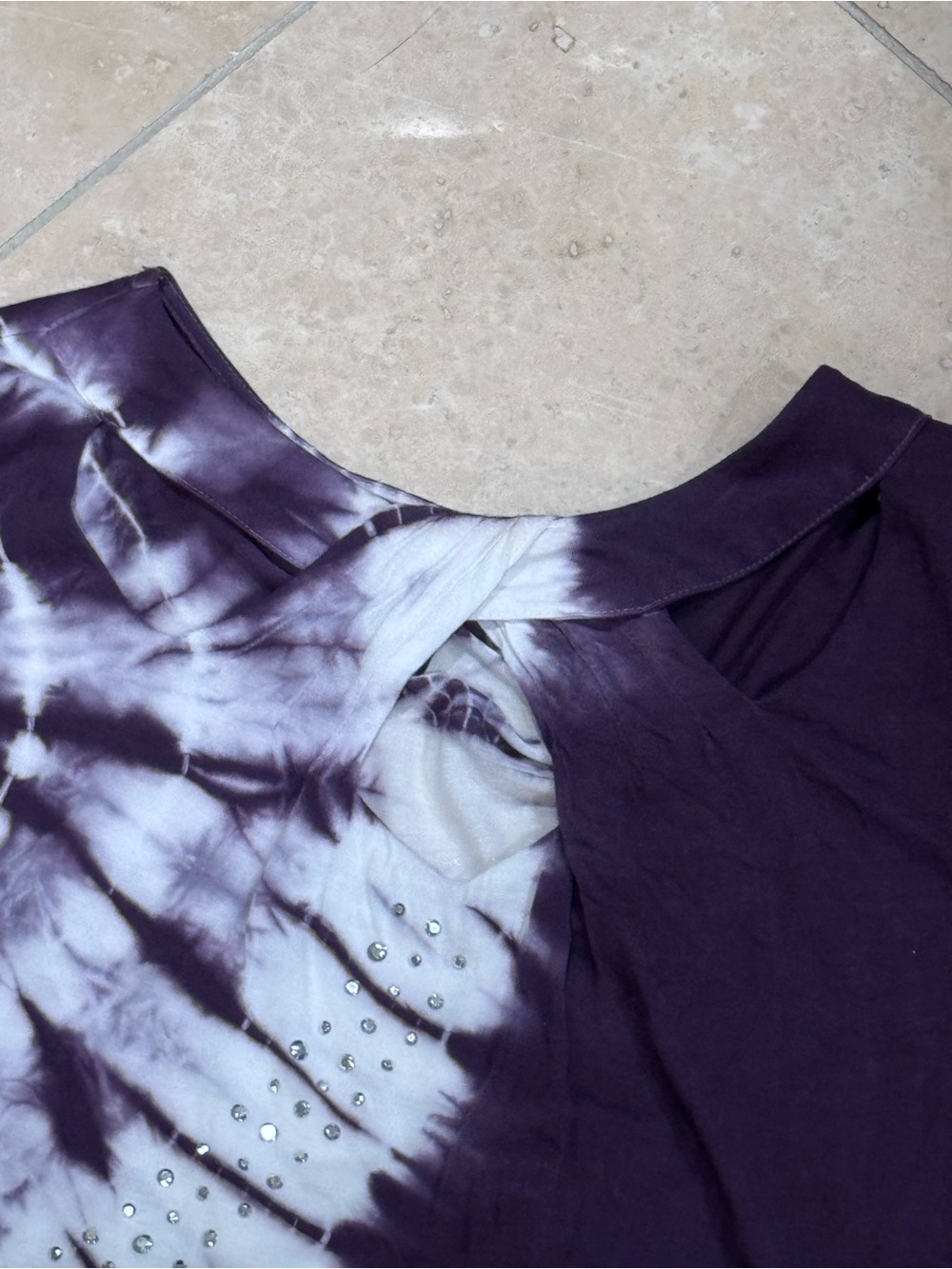 INC Purple Tie-Dye Long Sleeve Top - Picture 3 of 4